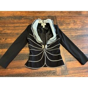 Vintage 80s Victor Costa Organza 3D Collar Blazer, Diamond Closure Detail